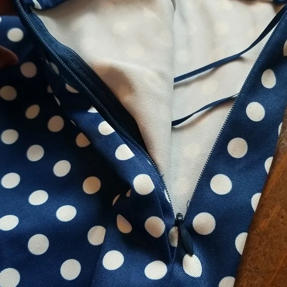 Lucy Paris Womens Wide Leg Blue White Polka Dot Pants Size Extra Large - Picture 7 of 13